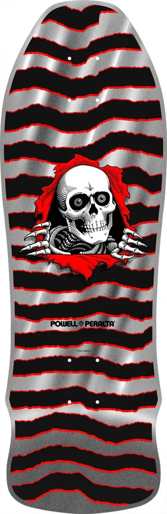 Powell ripper, skateboard deck, silver foil