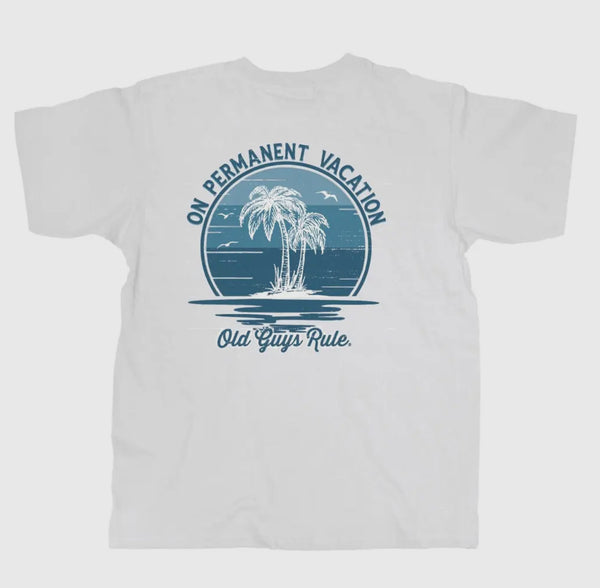 Old guys rule On permanent vacation tee white