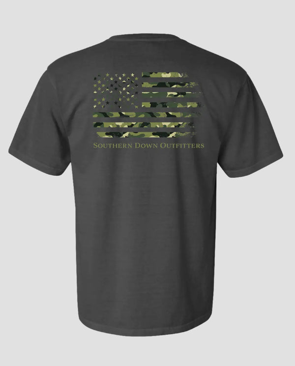 Southern down outfitters camo flag ss tee
