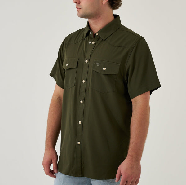 Burlebo performance western shirt mallard green