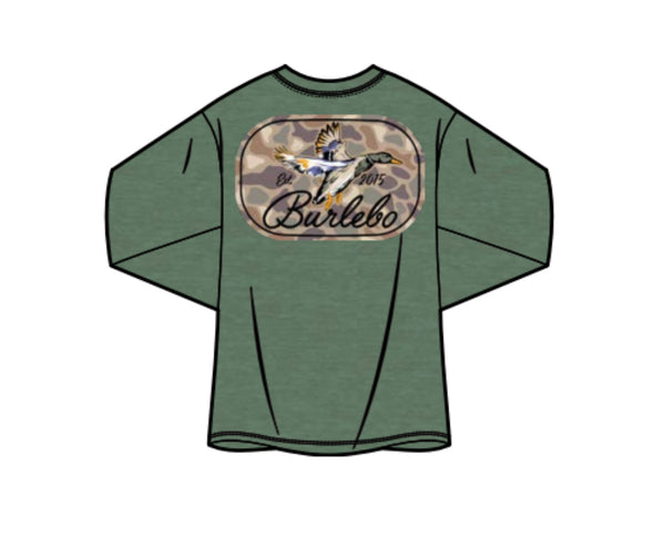 Burlebo youth ls ducks flying in olive tee
