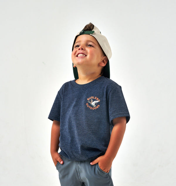 Burlebo youth OLD SCHOOL DUCK HUNT - SS - HEATHER NAVY