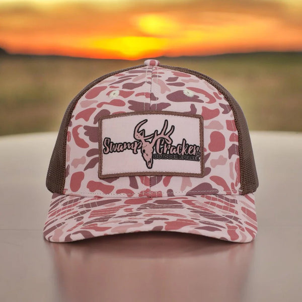 Swamp Cracker Old School Duck camo logo patch hat