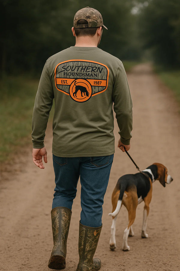 Swamp Cracker Southern Houndsman Long Sleeve Bark Camo Logo Shirt