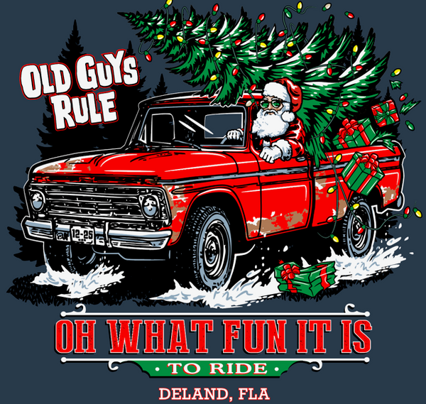 Old Guys Rule Christmas Ride Tee Navy