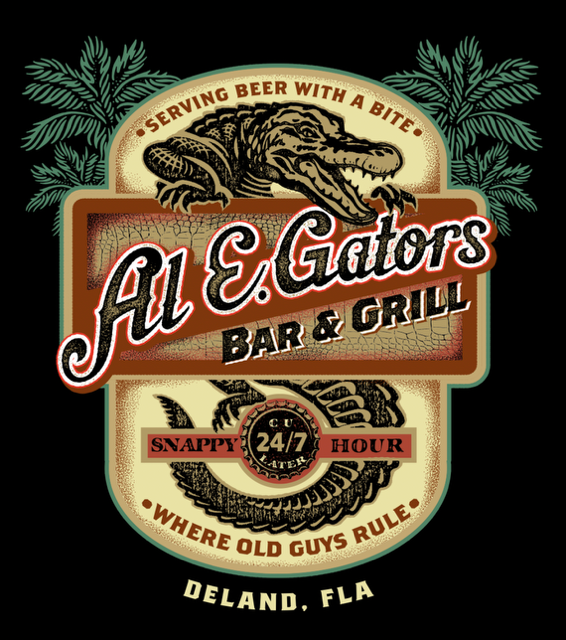 Old Guys Rule Gators Bar & Grill DeLand Tee Black