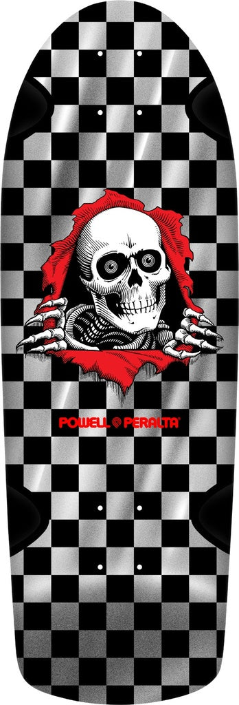 POWELL OG RIPPER CHECKER SHAPED DECK SILVER FOIL 10.0 X 30.0