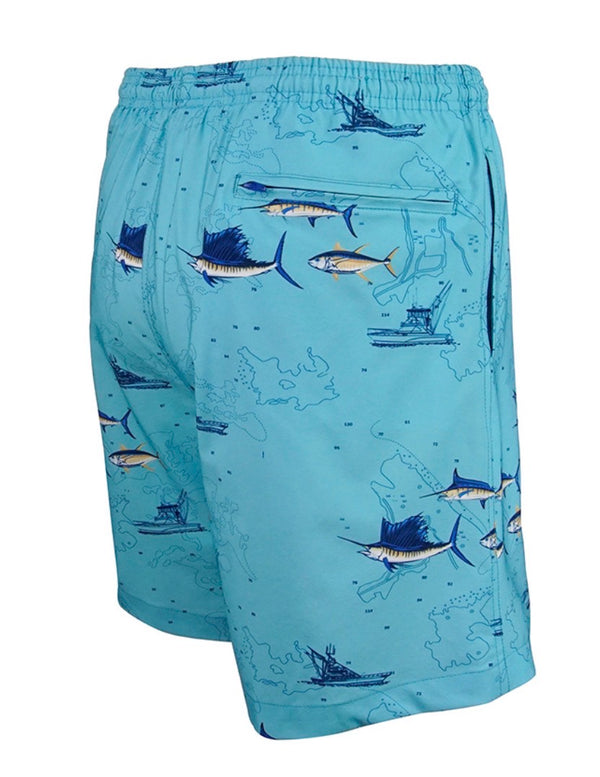 Hook & Tackle Marine Charts Swim Trunks