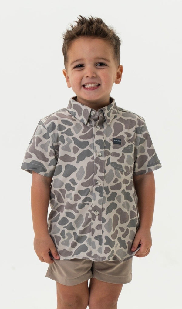 Burlebo Youth PERFORMANCE BUTTON UP CLASSIC DEER CAMO