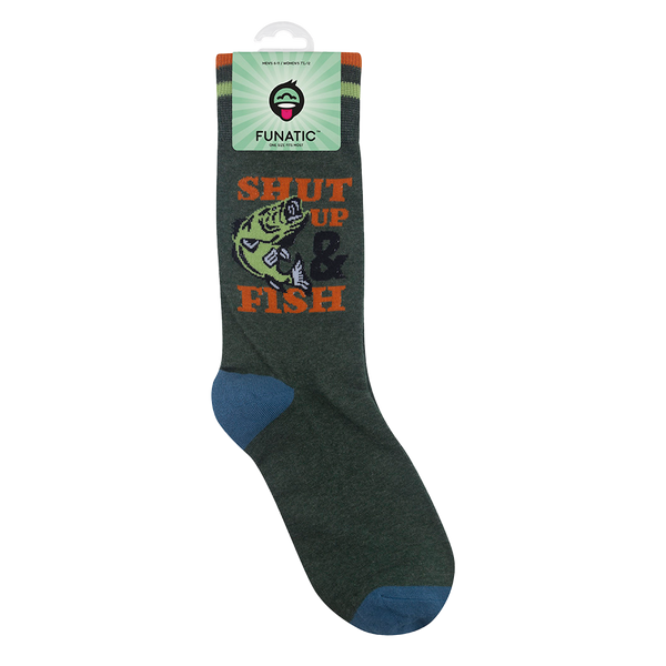 Shut Up & Fish Socks | Fishing | Funny Unisex | Funatic