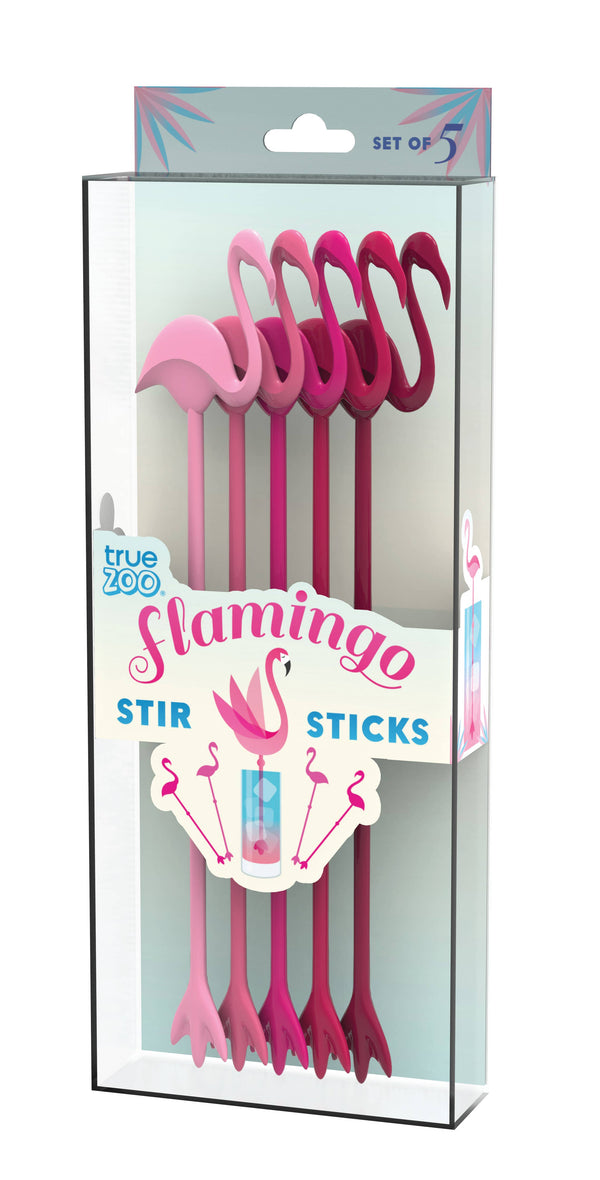 TrueZoo Reusable Plastic Flamingo Stir Sticks - Set of 5