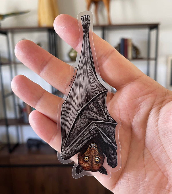 CLEAR OR HOLOGRAPHIC STICKER: Hanging Bats (Flying Fox)