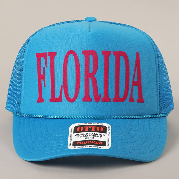 FLORIDA Text Printed Mesh Back Foam Trucker Hat
