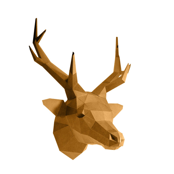 Gold Deer Head PaperCraft Origami Wall Art