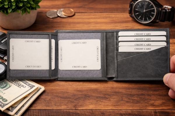 Leather Wallet, Premium Genuine Leather Bifold Wallet