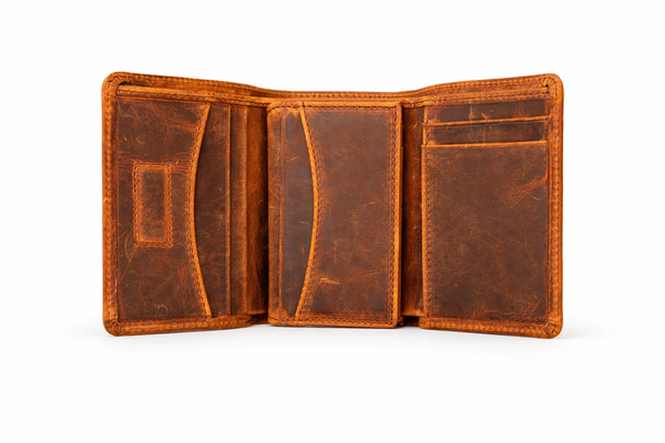 Leather Wallet for Men Handcrafted Distressed Trifold Wallet