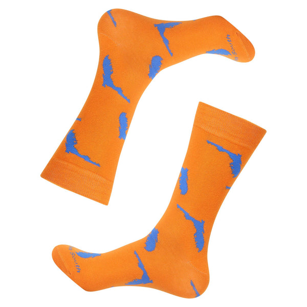 Orange/Blue Florida Shape Socks
