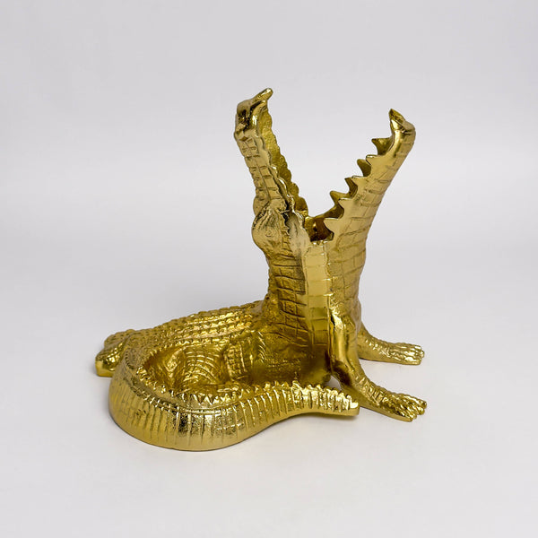 Antique Brass Crocodile Wine Bottle
