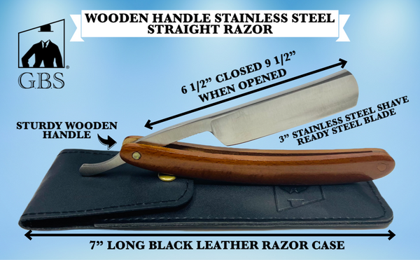 Wood Stainless Steel Shaving Straight Razor (Black or Brown)
