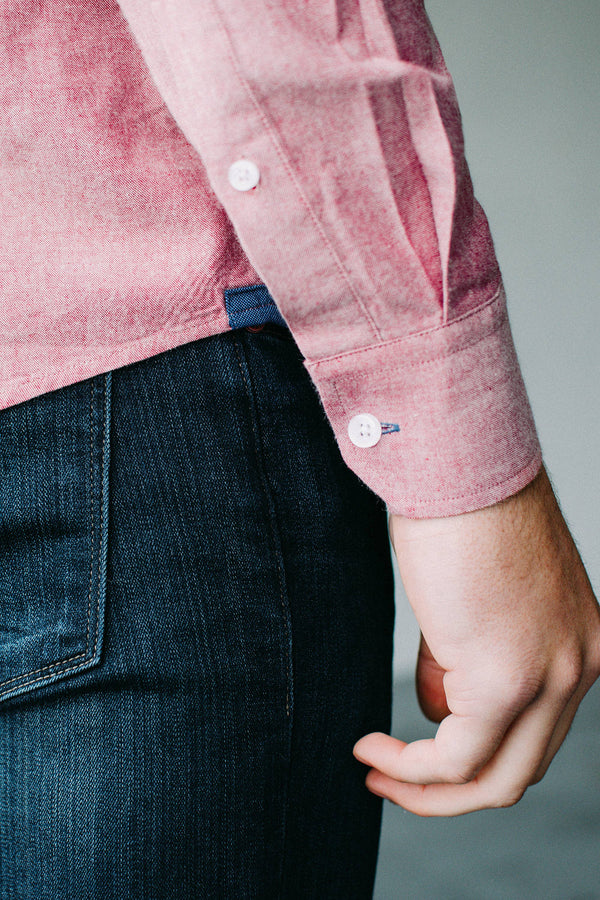 Lucas Casual Untuckable Casual Fit Dress Shirt Red By Alynn