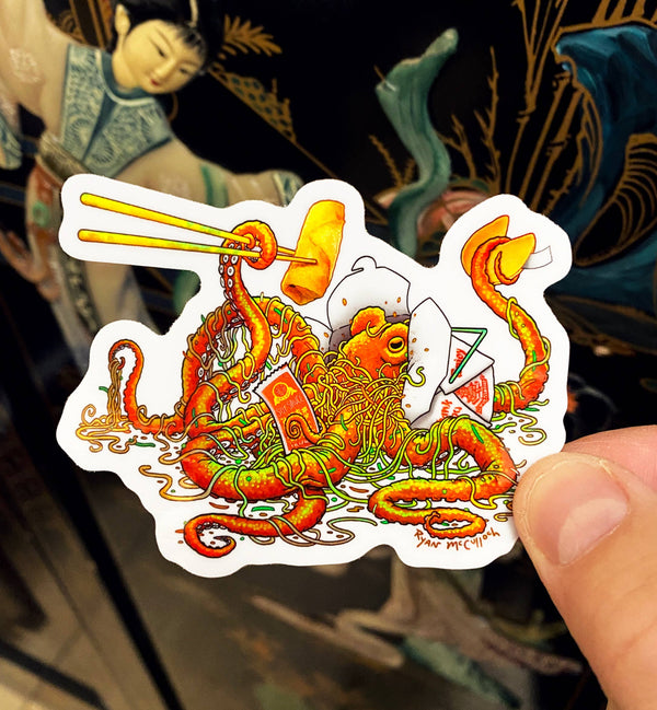HOLOGRAPHIC STICKER: "8-Legged Take-Out" Octopus