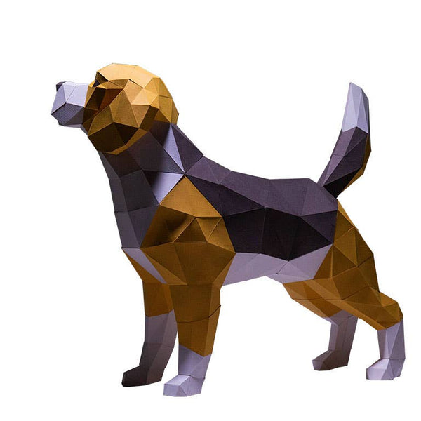3D Beagle PaperCraft Dog Origami Model