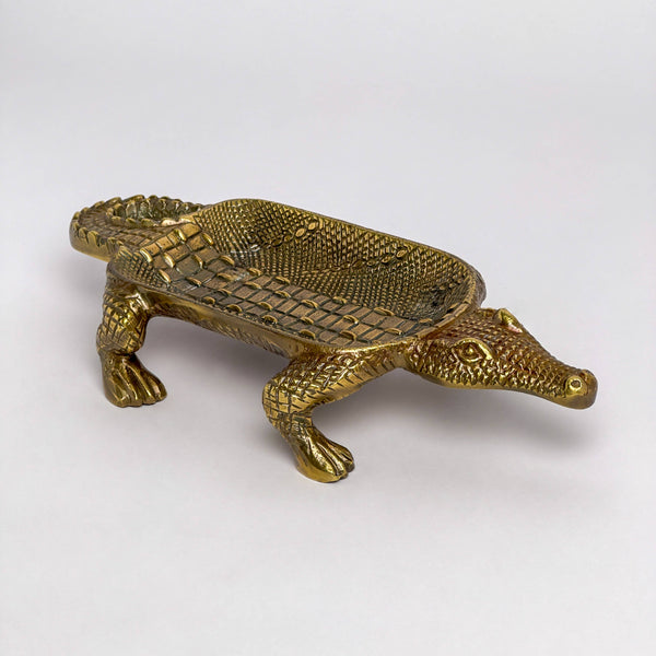 Crocodile Dish Antique Brass