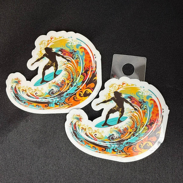 Colorful Surfing Waves Sticker – Transparent or Opaque Vinyl