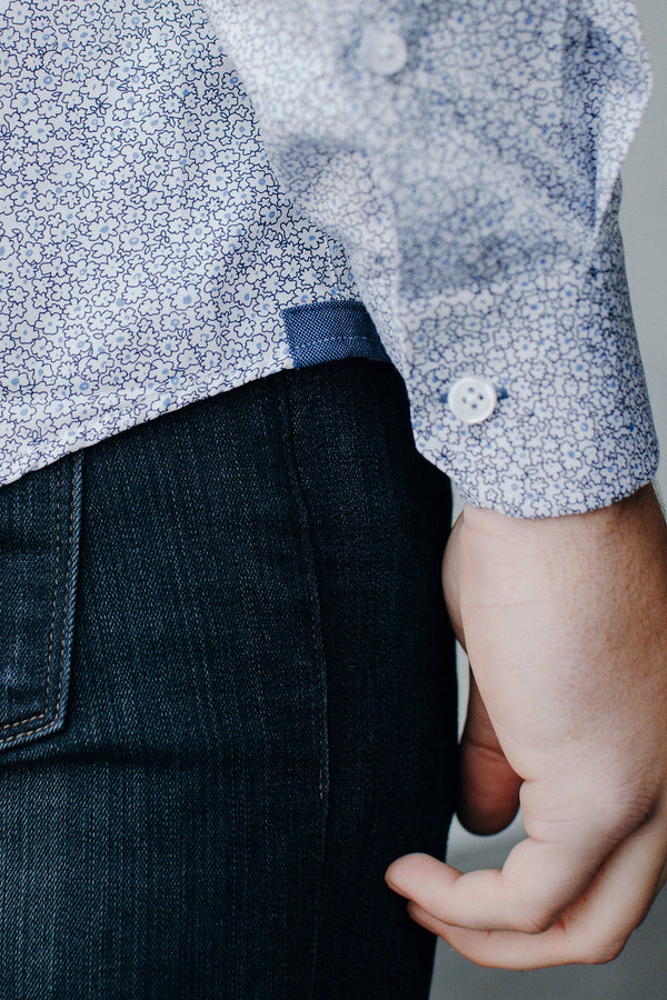 Reid Floral Untuckable Classic Fit Dress Shirt White Alynn