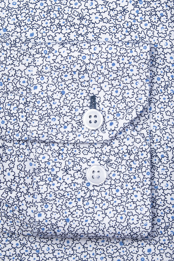 Reid Floral Untuckable Classic Fit Dress Shirt White Alynn