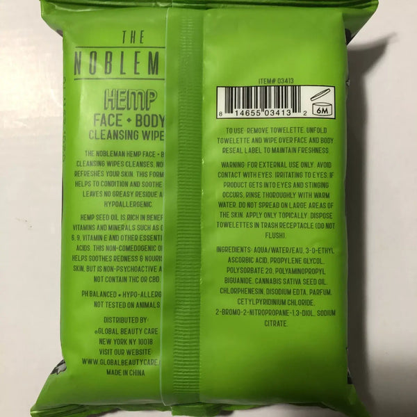 Men's Cooling Hemp Cleansing Wipes 30CT