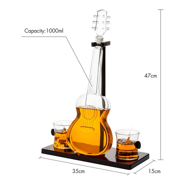 Guitar Whiskey Decanter with 2 Glasses