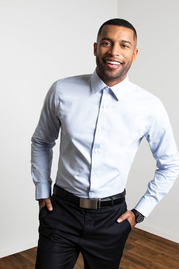 Elijah Standard Fit Light Blue Dress Shirt by Alynn