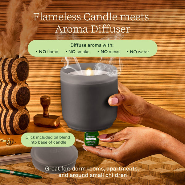 Flameless Candle Diffuser - Frosted Glass (Charcoal)