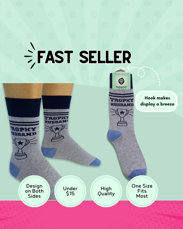 Trophy Husband Socks | Funny | Men's | Groom Gift | Funatic