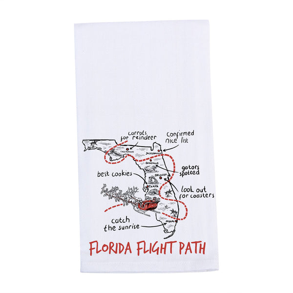 Florida Flight Path Christmas Santa Tea Towel
