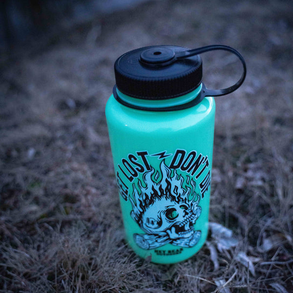 Get Lost - Don't Die Glow Green Nalgene 32oz Water Bottle