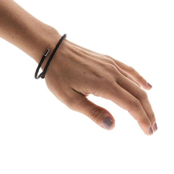 Backstage Black Guitar String Bracelet with Guitar Charm