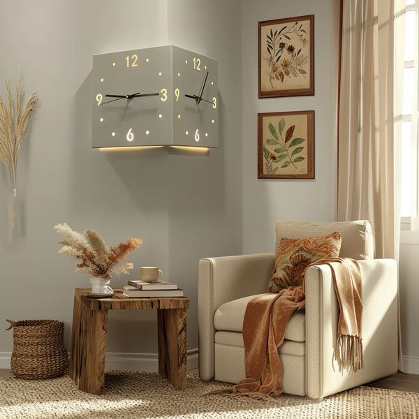 Sound and Darkness Activated Iron Corner Clock