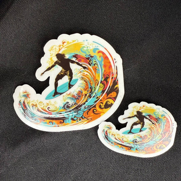 Colorful Surfing Waves Sticker – Transparent or Opaque Vinyl