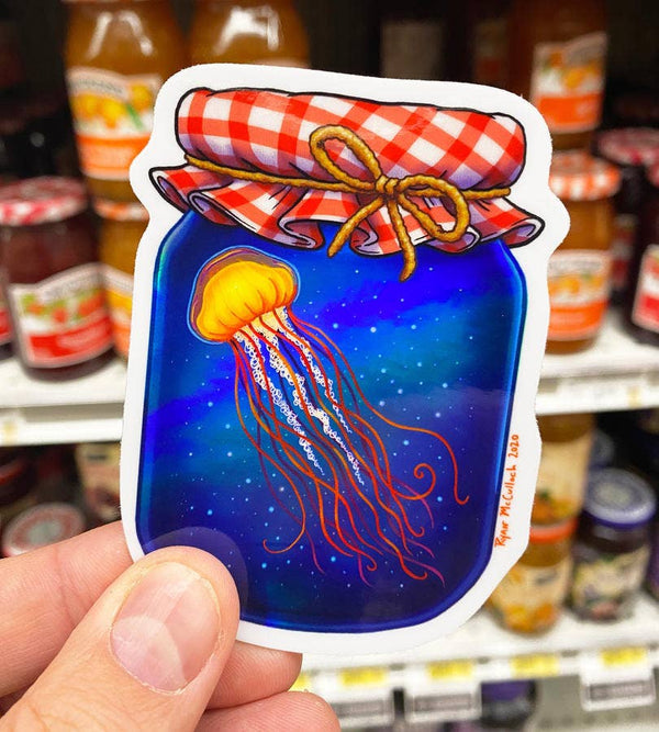 HOLOGRAPHIC STICKER: Jellyfish Preserves (Jelly Jar)