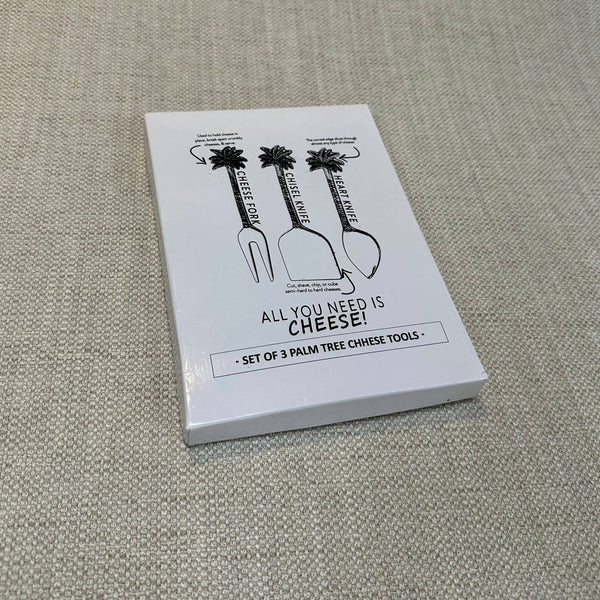 Gold Palm Trees & Stainless Cheese Set, Set of 3