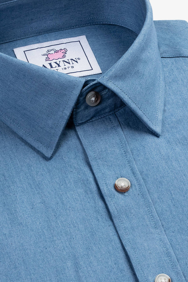 Liam Denim lte Blue Untuckable slim Fit Dress Shirt by Alynn