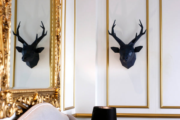 Grey Sapphire Deer Head Origami Wall Art