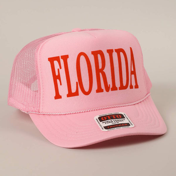 FLORIDA Text Printed Mesh Back Foam Trucker Hat