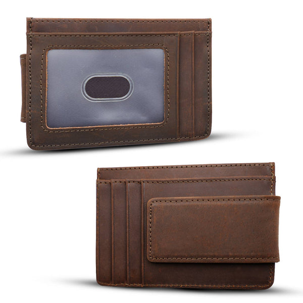 Personalized Leather Wallet with Magnet Clip