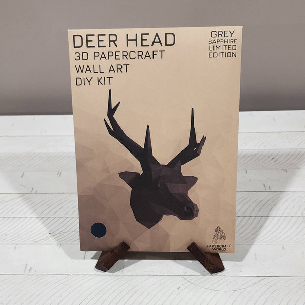Grey Sapphire Deer Head Origami Wall Art