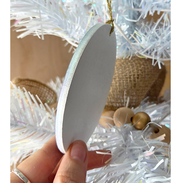 Santa Stained Glass "Look" WOOD Ornament-Custom Location