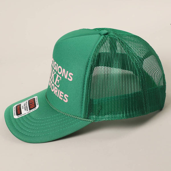 Bad Decisions Make Good Stories Text Print Mesh Back Cap