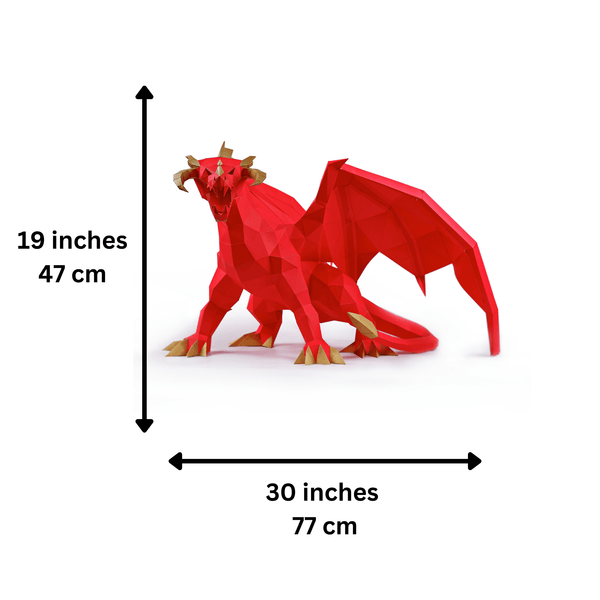 Red PaperCraft Dragon Origami Model